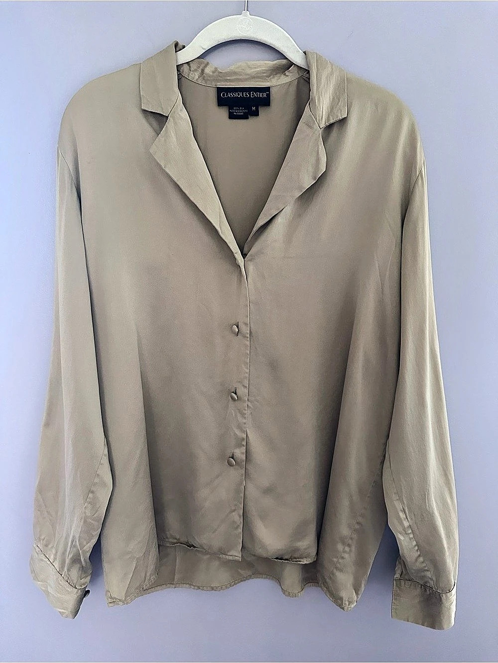 Classiques Entier Silk Button Front Blouse Beige Size Medium